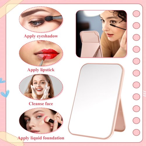 IANFAN 12 Pcs Spa Party Mirrors Spa Sleepover Party Supplies Pink Sleepover Accessory Favors Makeup Mirror for Sleepovers Slumber Birthday Favors Gift