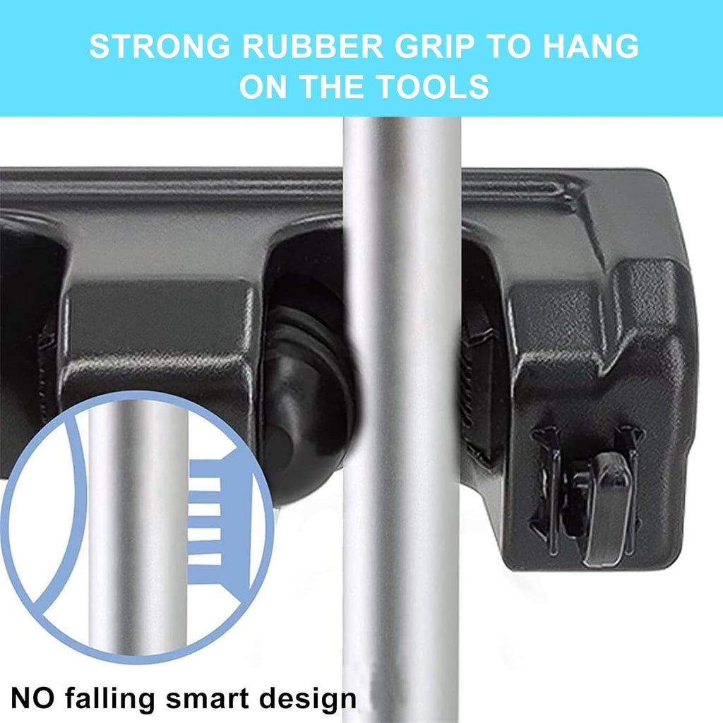 Wall-Mounted Broom and Mop Holder by [Brand Name] - 3 Slots & 4 Hooks Organizer for Home & Garage | Black