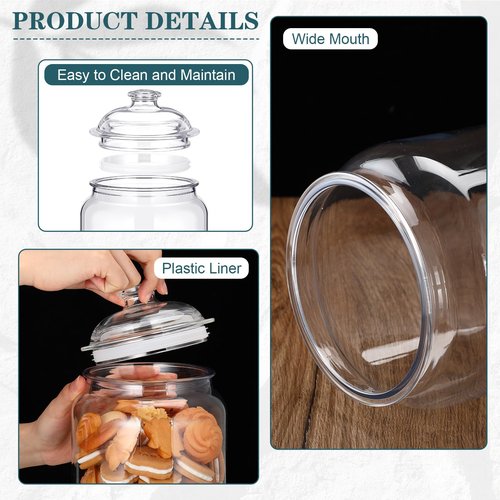 Nuogo 2 Pcs 1.5 Gallon 192 oz Candy & Cookie Jar Plastic Jars with Lids Decorative Apothecary and Candy Buffet Container Clear Airtight Food Storage Canister (Classic Style)
