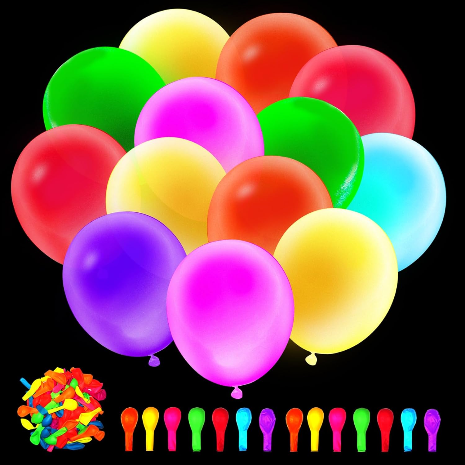 Voircoloria 12-Inch UV Neon Balloons - 105pcs Glow in the Dark Party Decorations for Birthdays & Events