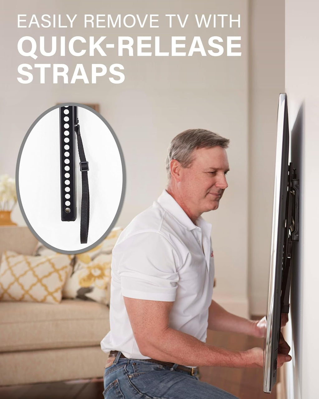 SANUS Low Profile TV Wall Mount | Universal Fixed Bracket for 40" to 80" TVs - Slim 1” Design & Easy 3-Step Installation