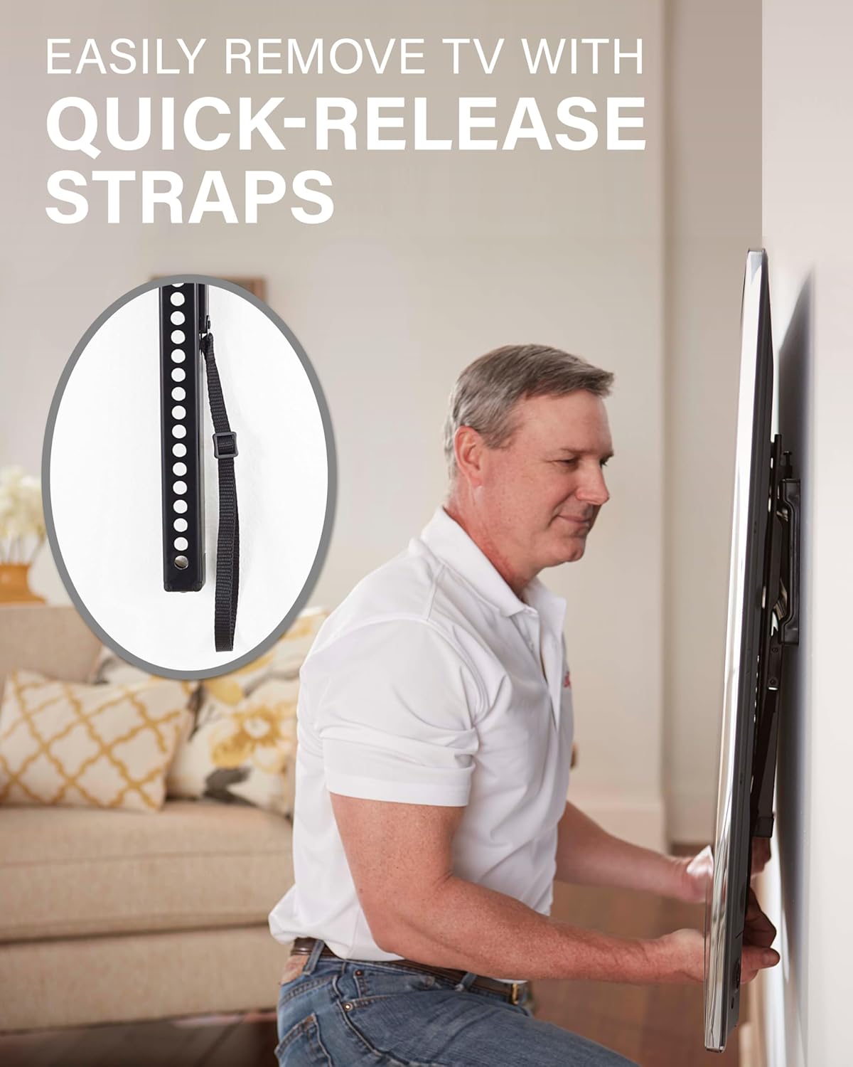 SANUS Low Profile TV Wall Mount | Universal Fixed Bracket for 40" to 80" TVs - Slim 1” Design & Easy 3-Step Installation