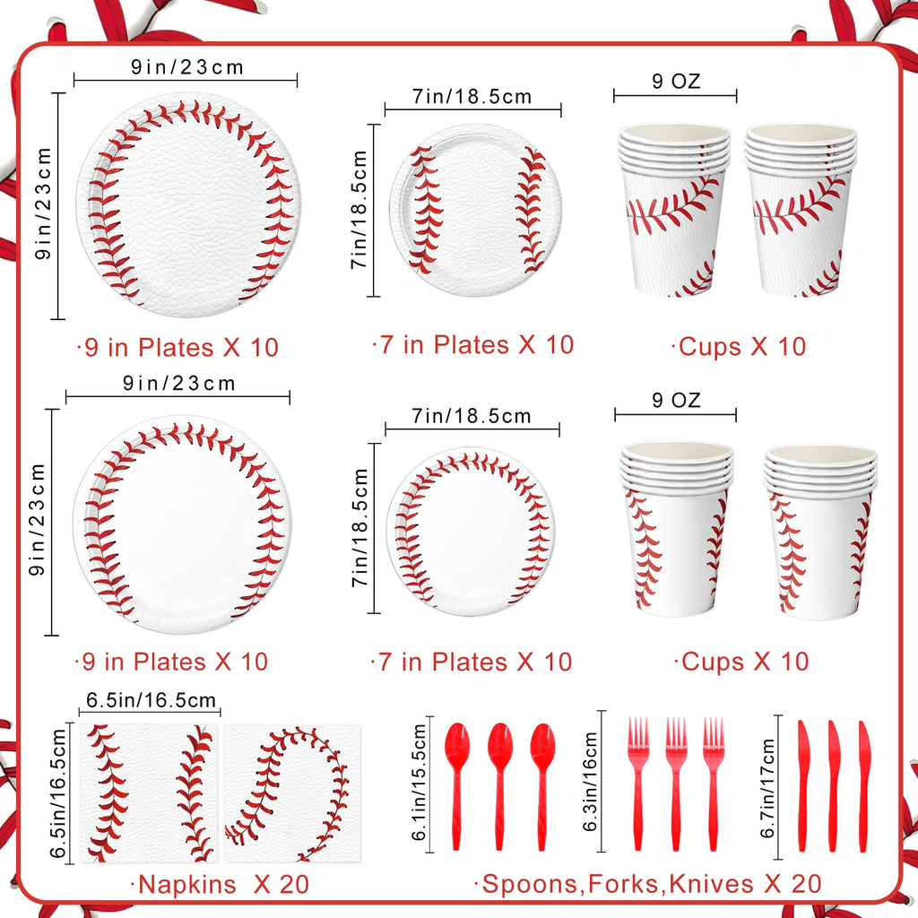 Oigco 140 PCS Baseball Birthday Decorations, Baseball Party Supplies Includes Plates, Napkins, Cups, Cutlery for Baseball Party Decorations, Serve 20