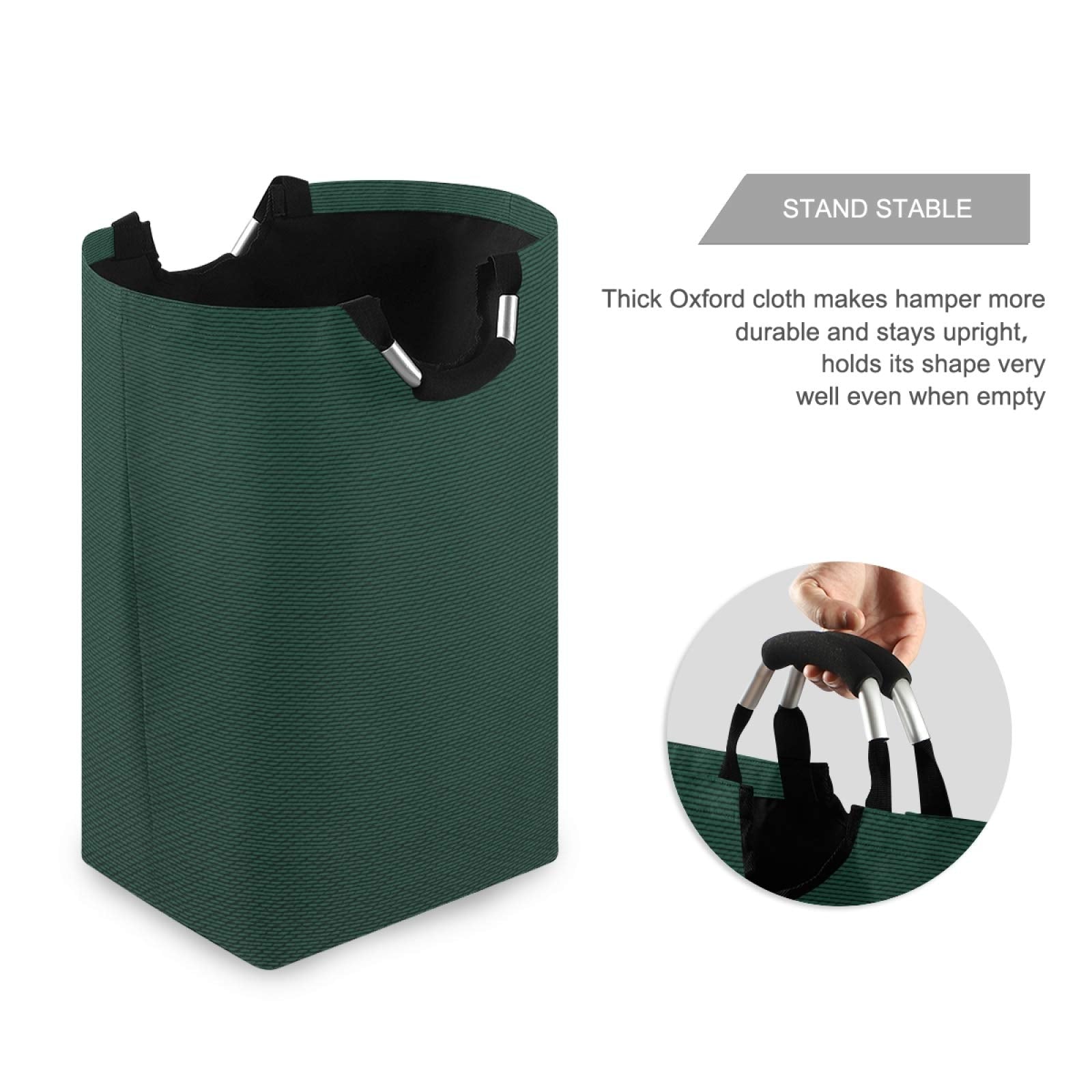 Qilmy Hunter Green Laundry Hamper Large Waterproof with Handle Laundry Baskets Foldable Lightweight Store Basket for Bathroom Bedroom
