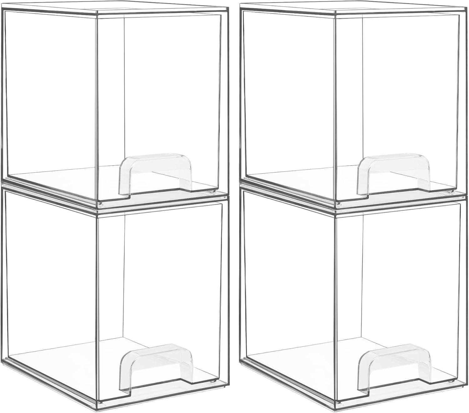Vtopmart Clear Stackable Storage Drawers - 7.6" Plastic Organizers for Skincare & Cosmetics | 4-Pack
