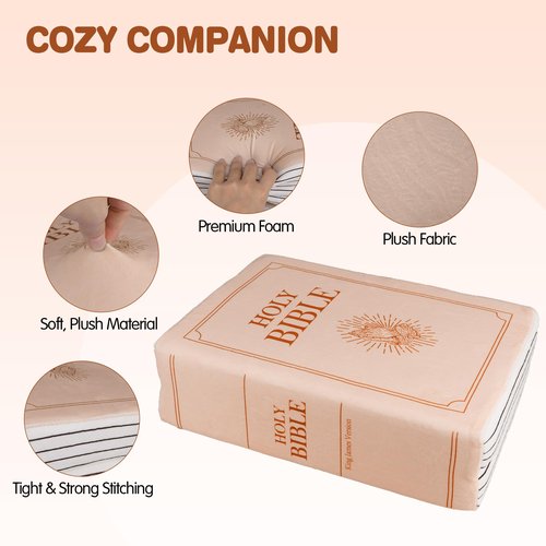 BXIZXD Bible Pillow Book Plush That Opens, Cozy Faith Bible Plushies, for Kids Adults Christian Gifts, Decoration for Bedrooms, Living Rooms (Pink)
