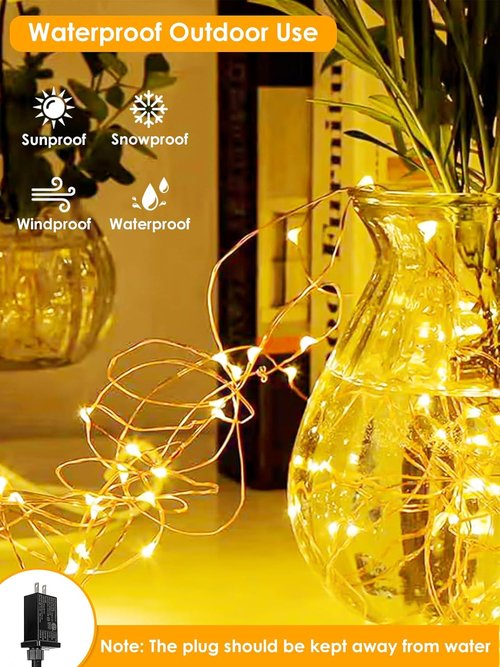 66Ft LED Fairy Lights by [Brand Name] - Waterproof Indoor/Outdoor String Lights with 8 Modes & Timer | Warm White for Christmas & Party Decor