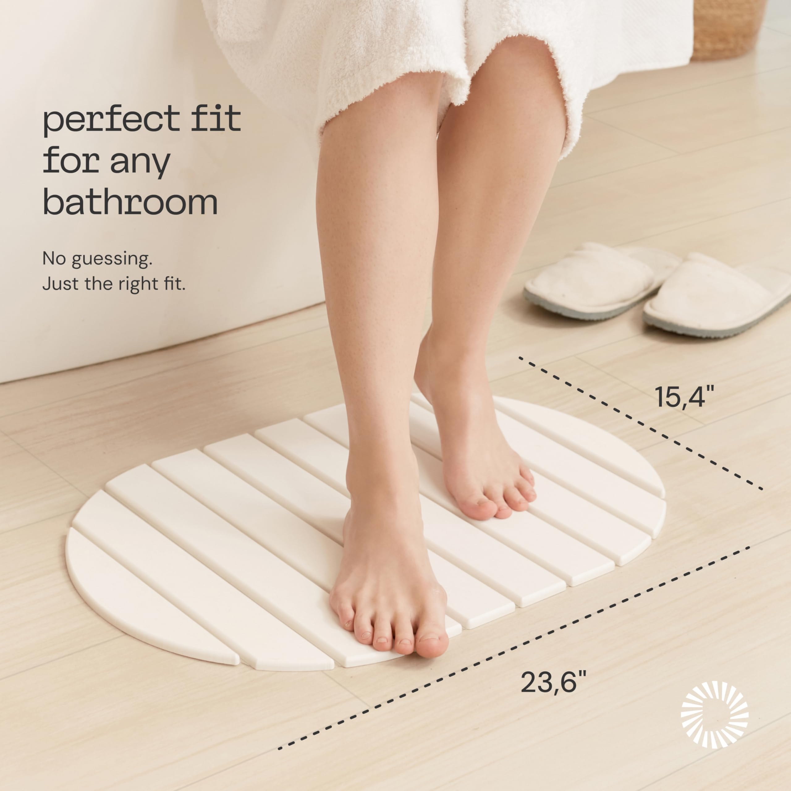 Deepstone Foldable Stone Bath Mat – Large Diatomaceous Earth Mat, Quick Dry with Non-Slip Base, Water Absorbing Bathroom and Shower Stone Mat, Easy to Clean (24” x 15”), White