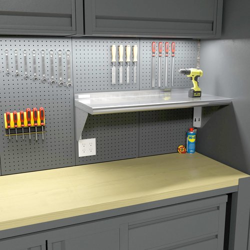 STABLEINK Stainless Steel Shelf 12x24 Inches, Heavy Duty Commercial Shelves with 2 Brackets Wall Mount Metal Shelving for Restaurant,Kitchen,Laundry Room,Garage,Home