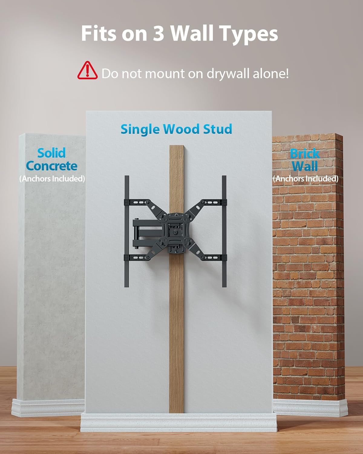 Pipishell Full Motion TV Wall Mount - Backlit Design with Music Sync for 13"-43" TVs, Max VESA 200x200mm