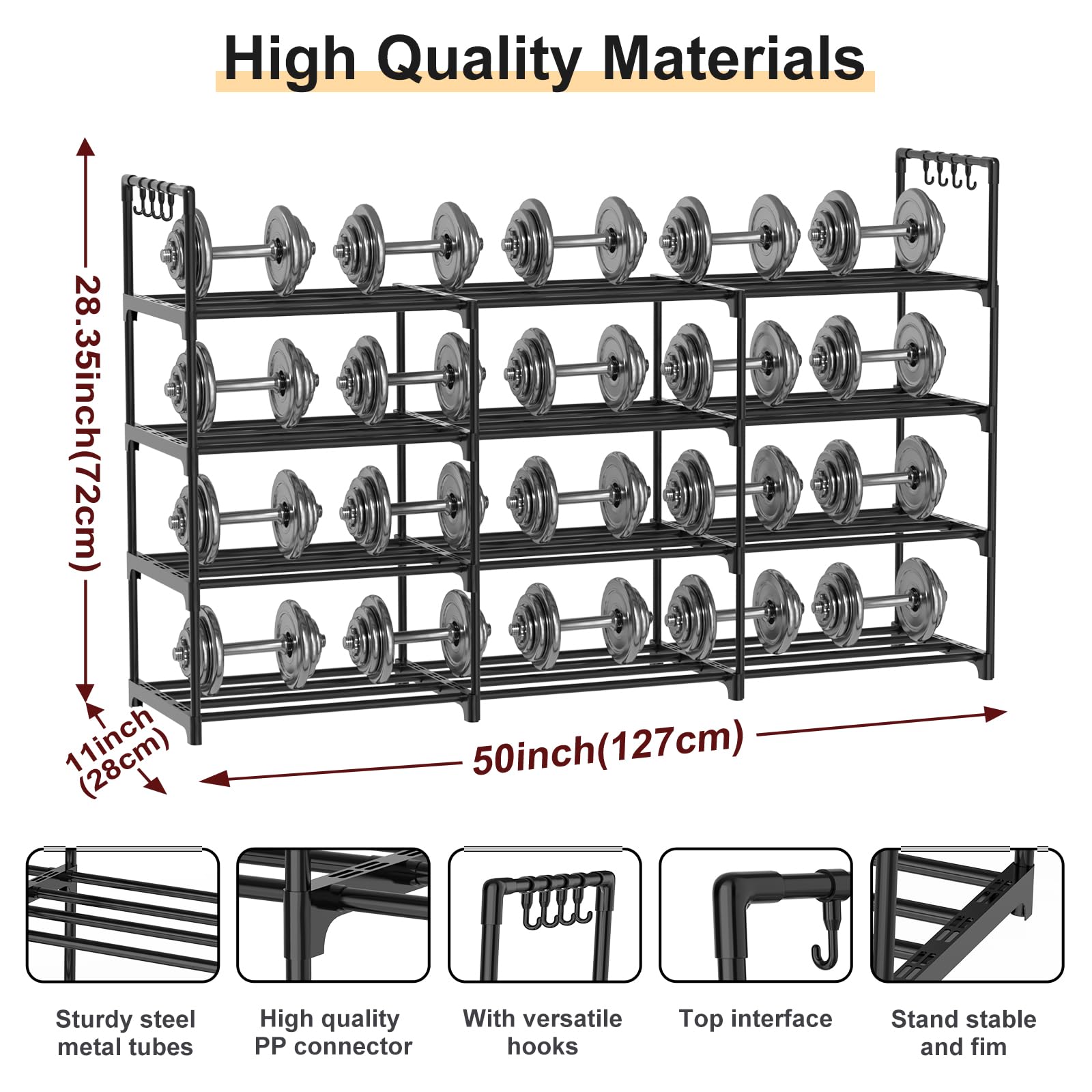 DYJIEKAI 3 Row 4 Tier Long Shoe Rack, Black Metal Stackable Shoe Shelf with Multifunctional Hooks, Shoe Storage Hold 24-30 Pairs, Space Saving Shoe Organizer for Closet,Wide Shoe Rack
