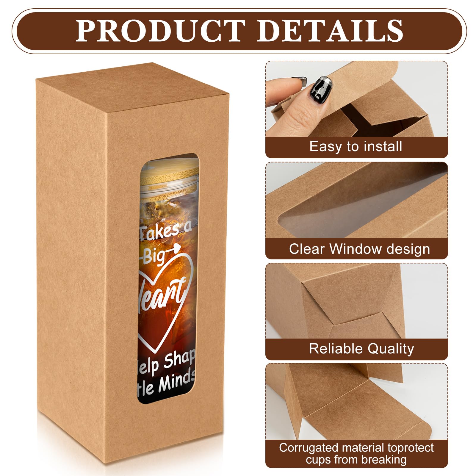 Pickmesh 16 Sets Teacher Week Employee Gifts for Teacher Appreciation Graduation Gifts Bulk Week Cups Thank You Cup 16 oz Glass Cups with Lid Straw and Gift Boxes(Classic)