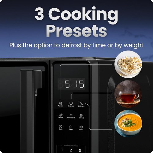 Chefman Microwave Oven - 0.7 Cu. Ft. Capacity, 700 Watts, 10 Power Levels & Child Safety Lock - Black
