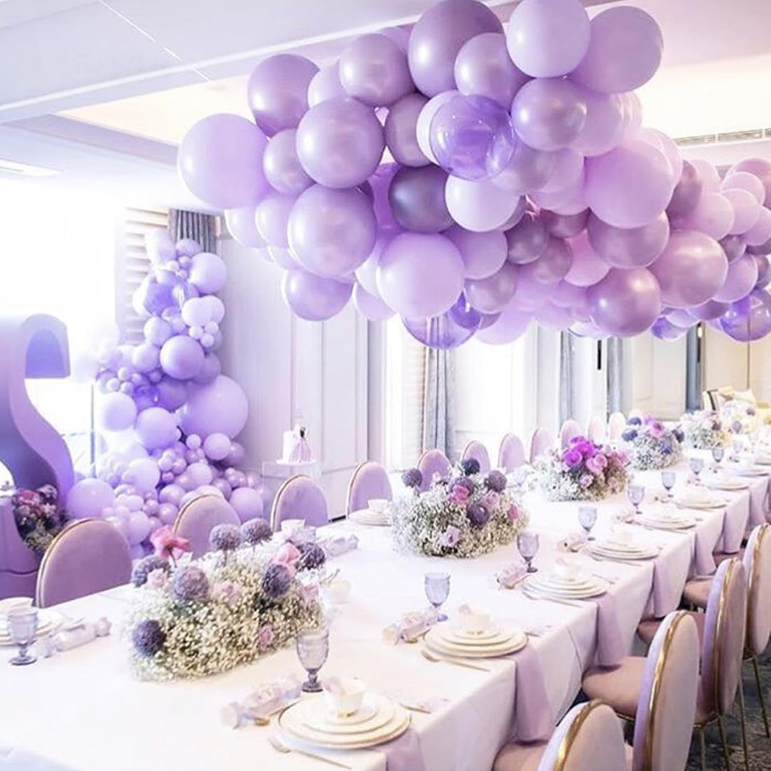 PartyWoo Pearl Lavender Balloons - 140pcs in Various Sizes for Bachelorette & Birthday Decor | Light Pastel Purple