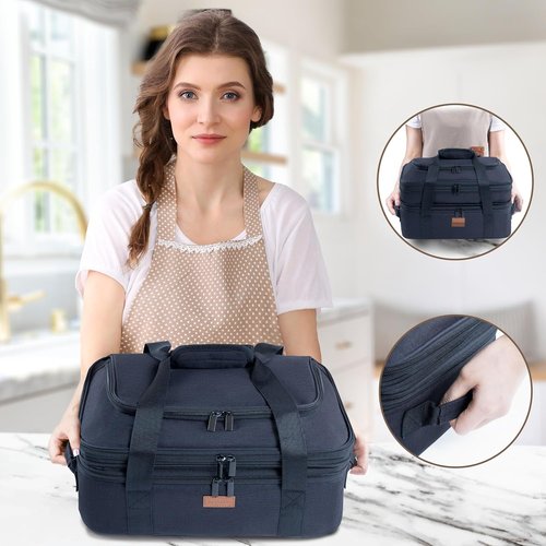 BAGSPRITE Expandable Insulated Casserole Carrier - Thermal Tote for Hot or Cold Food | Fits 9" x 13" Dish