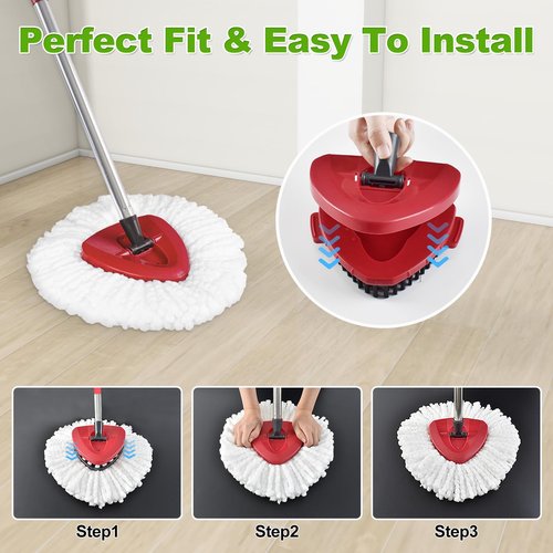 Mop Heads Replacements for O Ceda,Mop Replace Head for Oceda Easywring 1 Tank,Include 3 Spin Mop Replacement Head 1 Scrub Brush and 1 Mop Base Deep Cleaning & Machine Washable