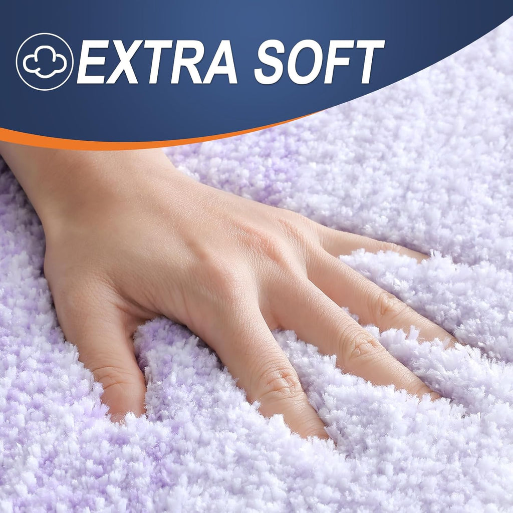 OLANLY Bath Rugs Mat - Extra Soft Microfiber, Quick Dry, Rubber Backing - 24x16 Light Purple