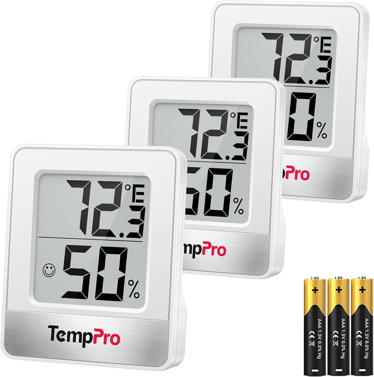 TempPro TP49 Digital Hygrometer - 3-Piece Indoor Thermometer & Humidity Meter | Accurate Weather Monitoring