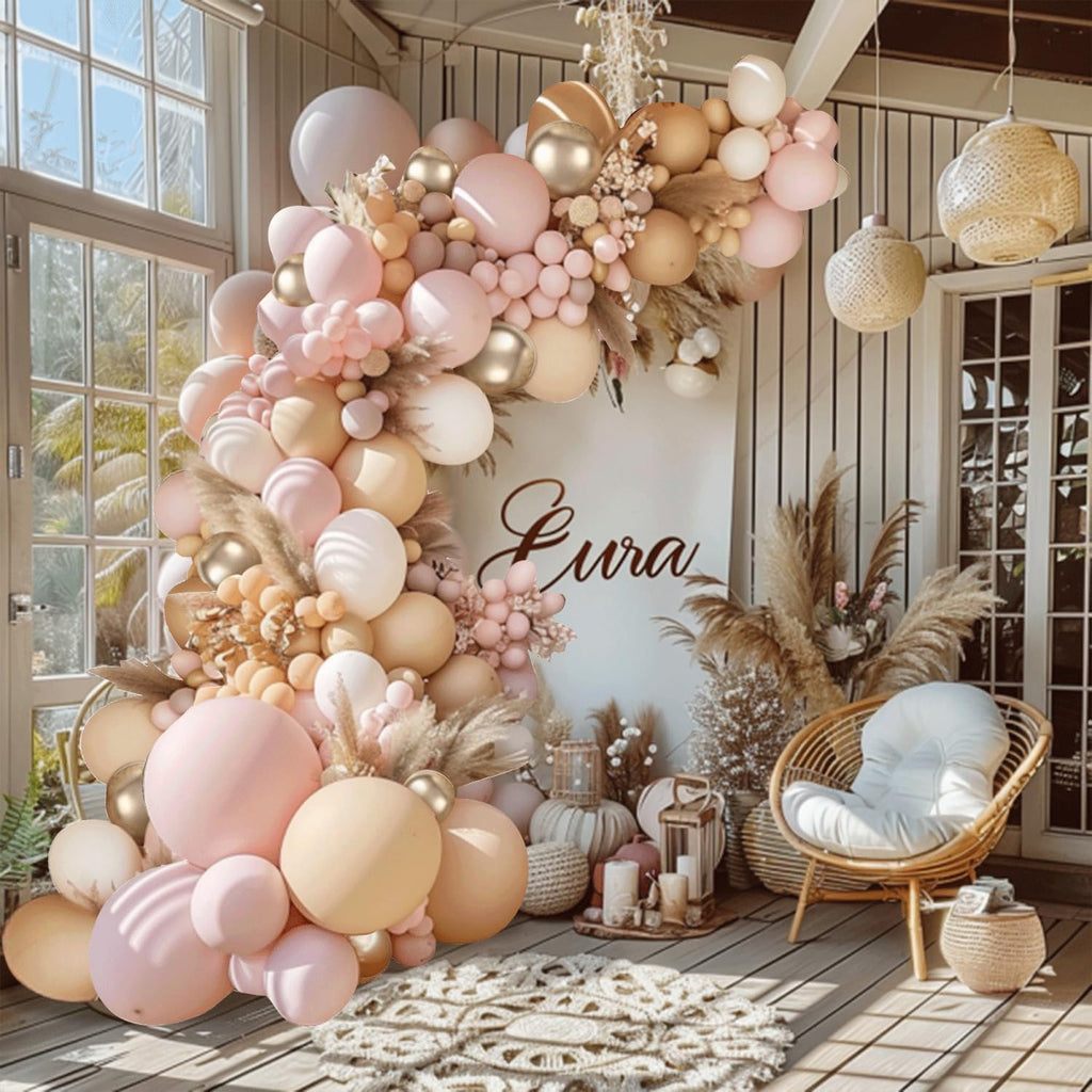 Skiennix Balloon Arch Kit - Dusty Pink & Gold Balloons for Valentine's Day | Wedding & Party Decor