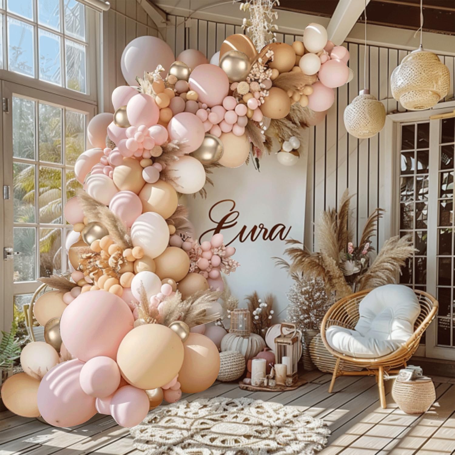 Skiennix Balloon Arch Kit - Dusty Pink & Gold Balloons for Valentine's Day | Wedding & Party Decor