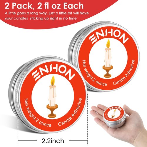 Enhon Candle Stick Glue - 4 Ounces, 2 Pack Adhesive for Securely Holding Taper Candles