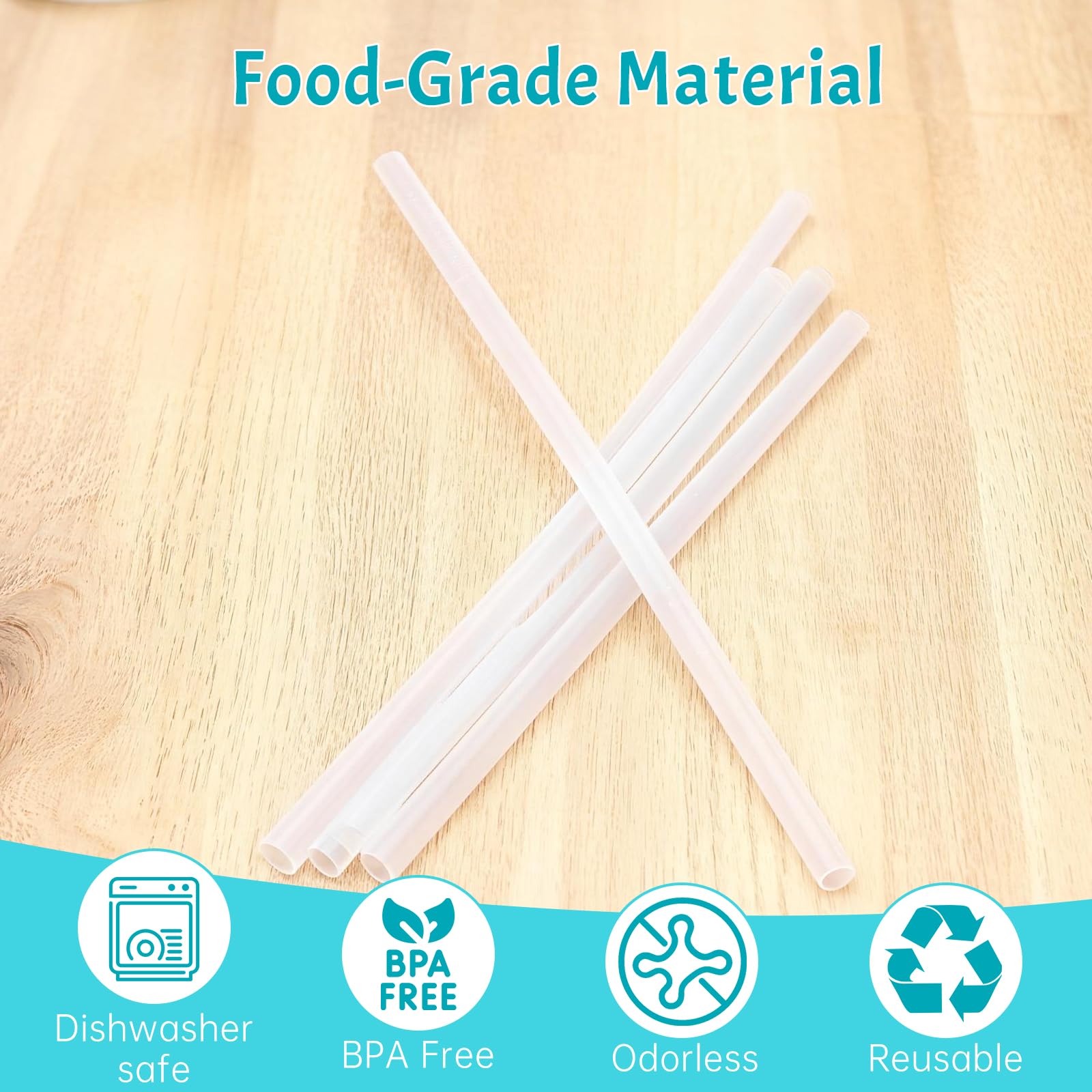 Water Bottle Straw Replacement Compatible with Takeya 24oz, Food Grade and BPA Free Plastic,6 Straws and 2 Brushes Compatible with Takeya