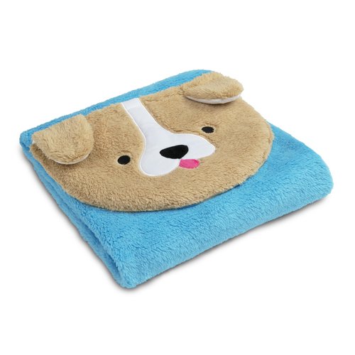 Delta Children Sherpa Throw Blanket with Storage Pocket for Kids, Teal Dog