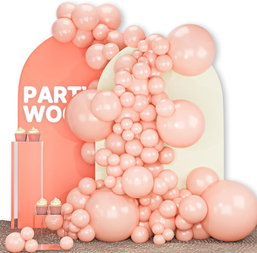 PartyWoo Baby Pink Balloons - 140-Piece Pastel Balloon Arch Kit for Weddings & Baby Showers