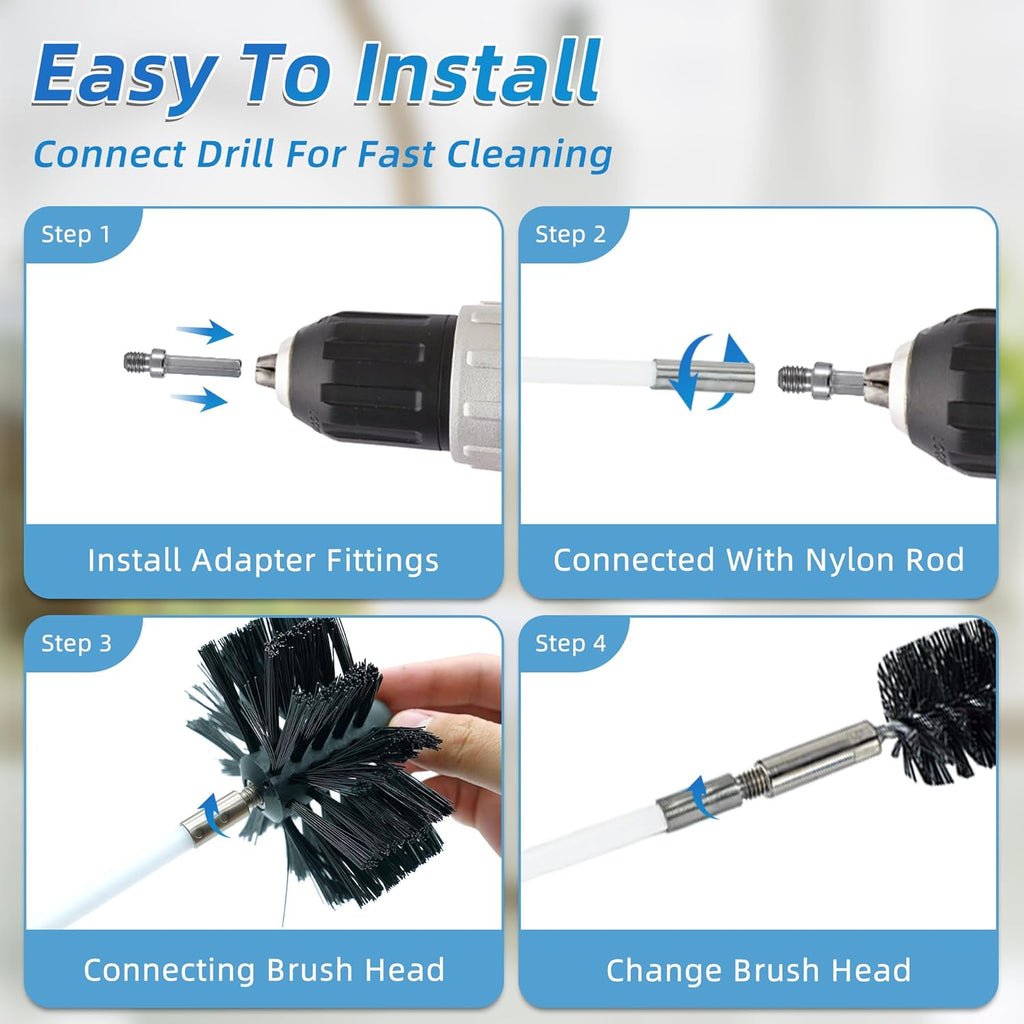 Skiennix 30 Feet Dryer Vent Cleaning Brush Kit - Flexible Nylon Rod for Multi-Purpose Use | Ideal for Chimneys & Ducts