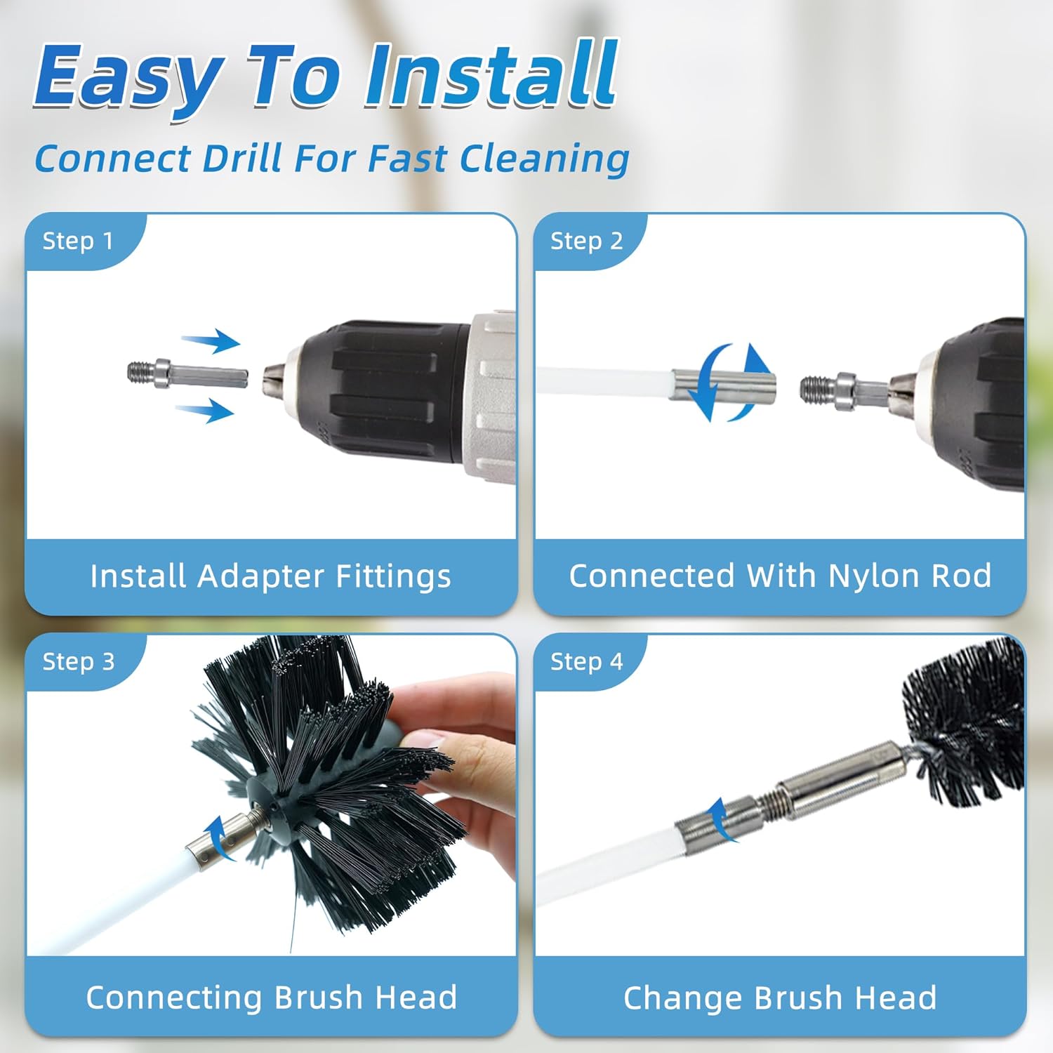 Skiennix 30 Feet Dryer Vent Cleaning Brush Kit - Flexible Nylon Rod for Multi-Purpose Use | Ideal for Chimneys & Ducts