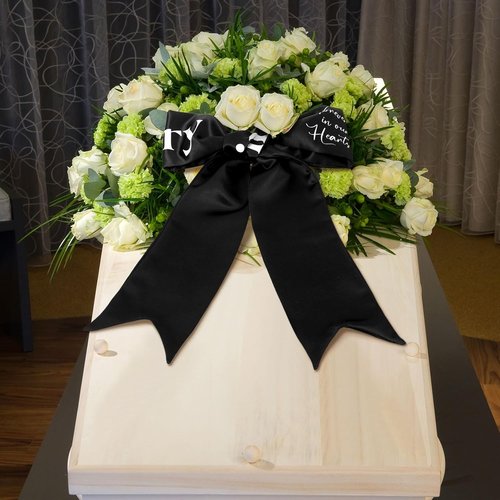 Fanfanwin Funeral Sash - Memorial Ribbon for Casket or Wreath | 58x4'' Black in Loving Memory