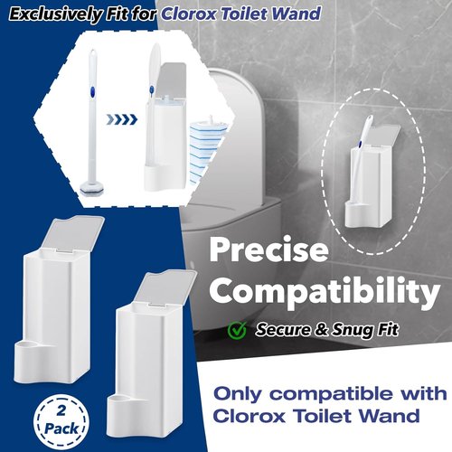 Clorox Toilet Holder - Space-Saving Wall-Mount & Free-Standing Storage for Disposable Pads | 2-Pack