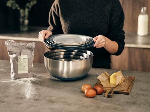 Joseph Joseph Prep&Store- Stainless Steel Mixing Nest Bowls with Lids, 8 piece Metal Bowl food Storage Set, Stainless Steel