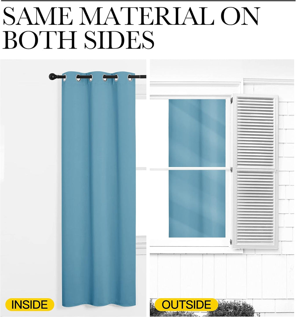 NICETOWN Teal Blue Blackout Curtains - 96-Inch Thermal Insulated Drapes for Large Windows | 2 Panels, 55" Wide
