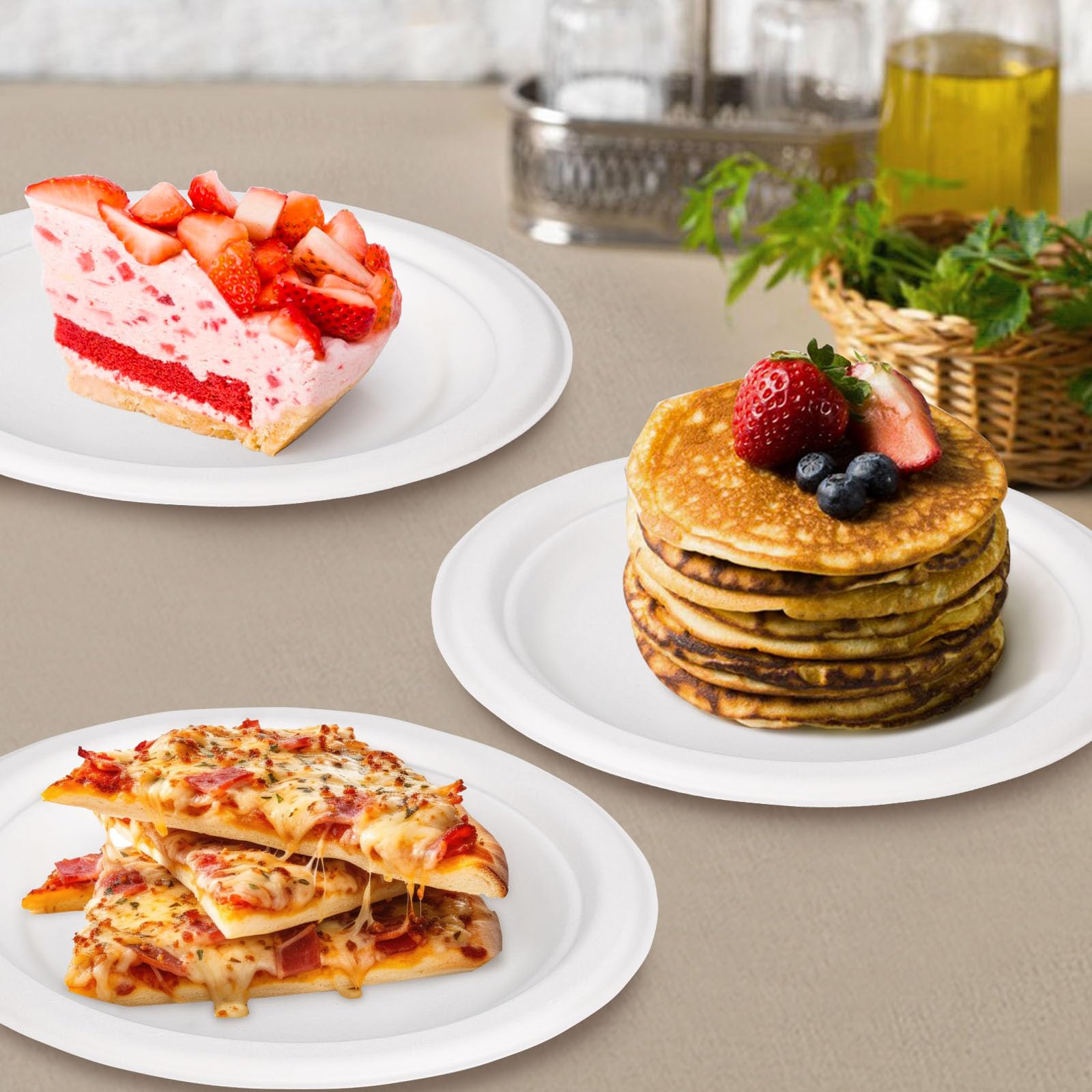 Uniecocus Small Paper Plates 6 Inch, Disposable Dessert Plates for Appetizer, Cake, White, 300 Pack