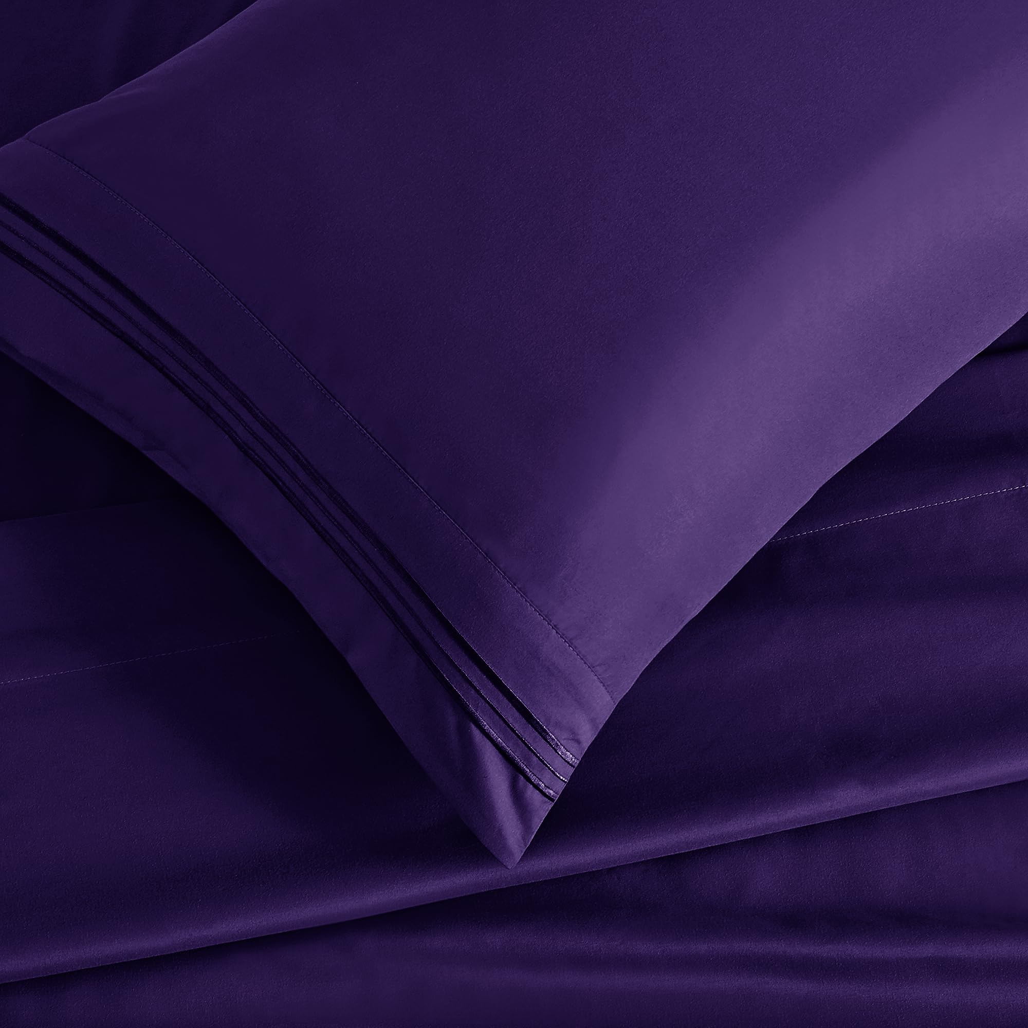 Manyshofu Extra Deep Pocket King Size Sheets - Hotel Luxury 1800 Thread Count Sheets & Pillowcases - Microfiber Bedding Set up to 24" Mattress - Purple Bed Sheets 18-24 Inch Deep Pockets - 4 Piece