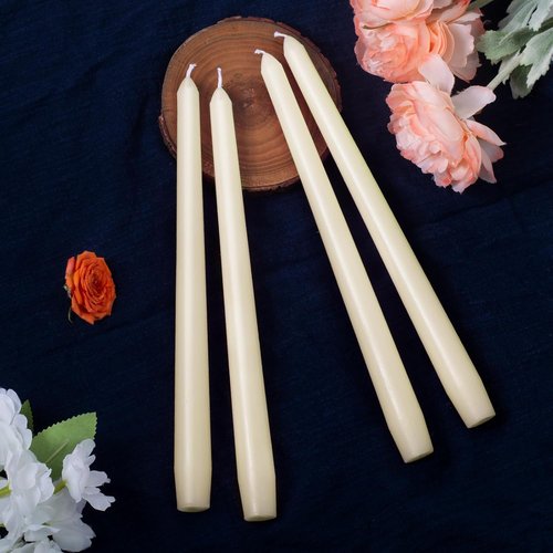 Everymoment Ivory Taper Candles - Dripless & Smokeless 10-Inch Candlesticks | 4-Pack Unscented Cream for Weddings & Home Decor