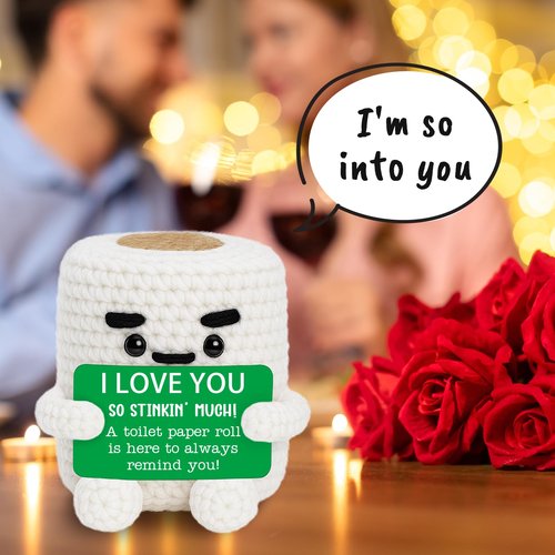 Anniversary I Love You Gifts for Him Her Valentines Wife Girlfriend Boyfriend Husband Gag Birthday Gifts for Men Women, Funny Christmas Easter Fathers Day Handmade Crochet Couples Gift for Fiance