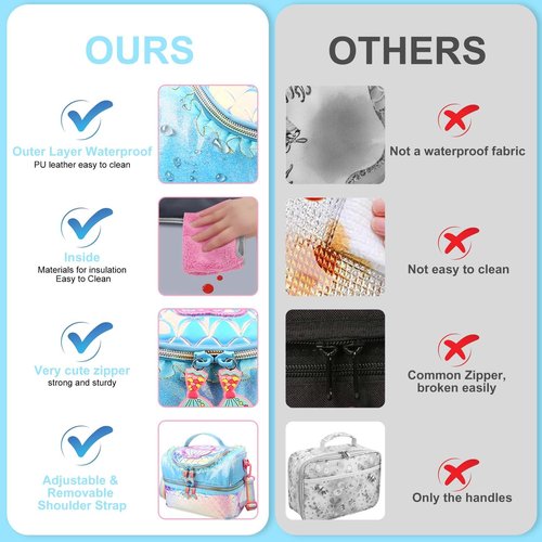 RHCPFOVR Kids Lunch Bag - Double - Decker Cooler Insulated Lunch Box for Boys Girls Women,Washable Lunch Bag with Strap and Reusable Toddler Lunchbox for School and Daycare