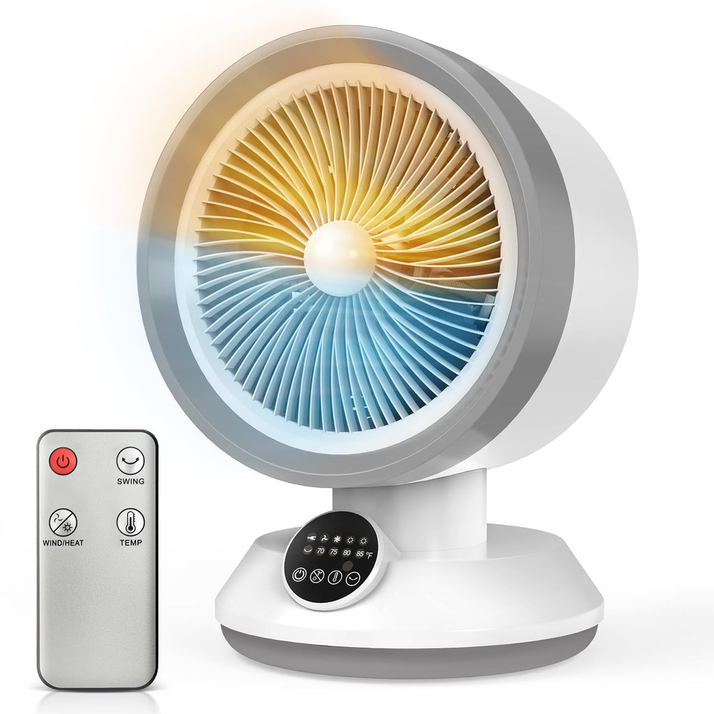 Rellytech 2-in-1 Heater Fan Combo, Portable Cooling Desk Fan with 60° Oscillation for Indoor Use, 1500W Portable Space Heater for Bedroom Office, Tip-Over Protection,Valentine’s Day Gift