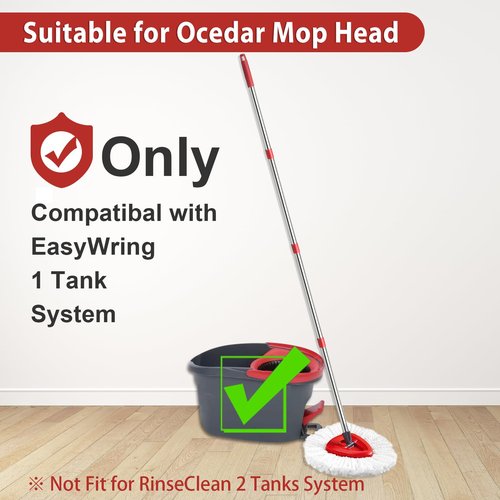 HiBaBy 4-Section Spin Mop Replacement Handle- 2.5-5 Foot Mop Replacement Stick Only Compatible with Ocedar Mop Handle EasyWring (Mops Head & Base Not Included)