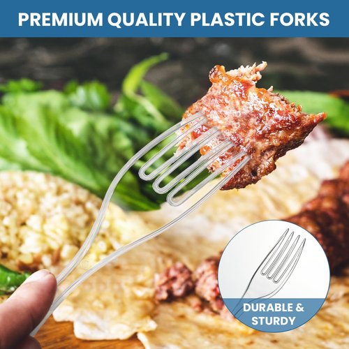 Clear Plastic Utensils - 360 Heavy-Duty Disposable Forks for Parties | Bulk Silverware