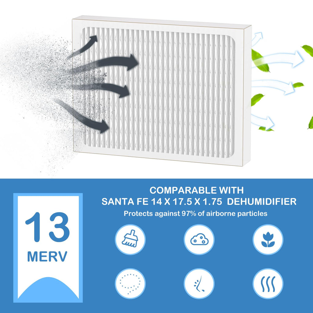 14 x 17.5 x1.75 MERV 13 Replacement Dehumidifier Filter Compatible with Santa Fe Advance90, Advance100, Advance120, Honeywell DR90 & DR120 dehumidifier Models, 2 Pack