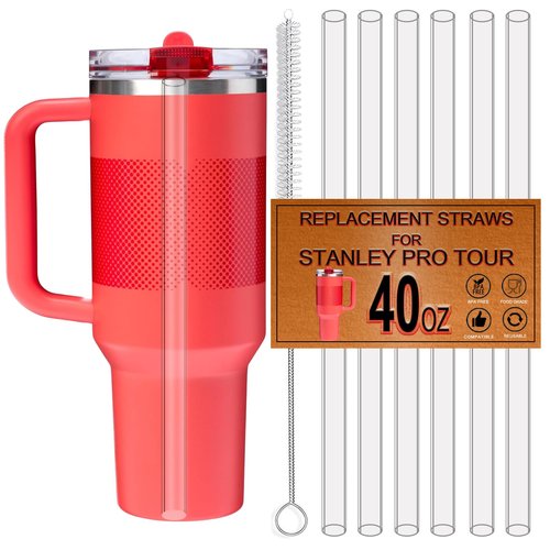 6-Pack Straws for Stanley Protour 40 OZ Tumbler, Replacement Straw for Stanley Quencher Pro Tour Flip Straw 40OZ Tumbler Accessories, Reusable,Made of Tritan,Dishwasher Safe,Food Safe,BPA Free,Clear