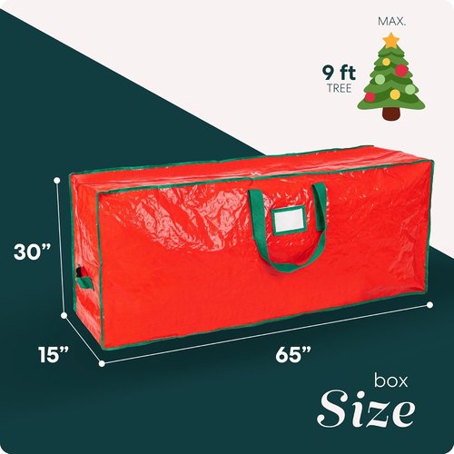 Handy Laundry Christmas Tree Storage Bag - Heavy Duty Waterproof Tarp for 9 Foot Tree | Red with Reinforced Handles & Double Zipper