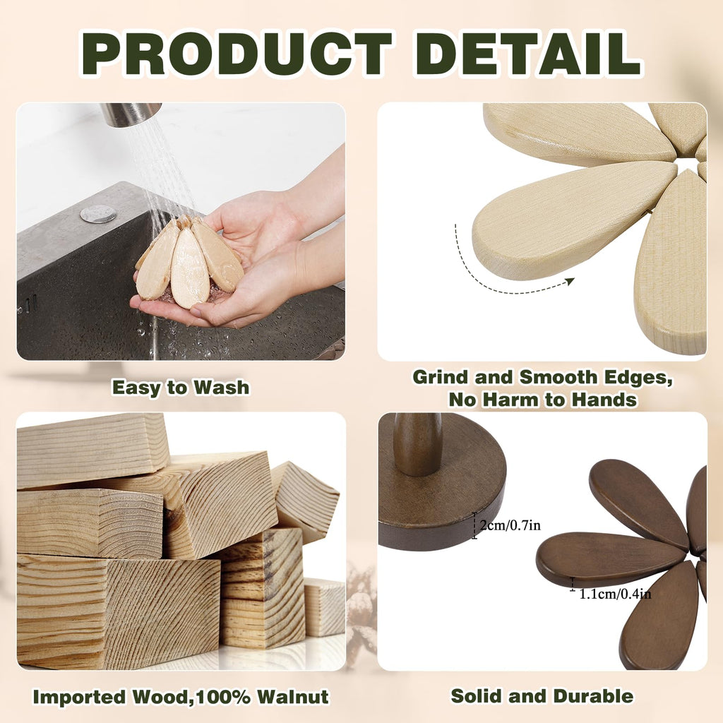 Wooden Tree Trivets for Hot Dishes,Tree Shape Trivet Set of 4 for Hot Pot Pans, Wood Coasters for Bowls Teapots Drinks Plates, Home Table Decor(Walnut Wood)