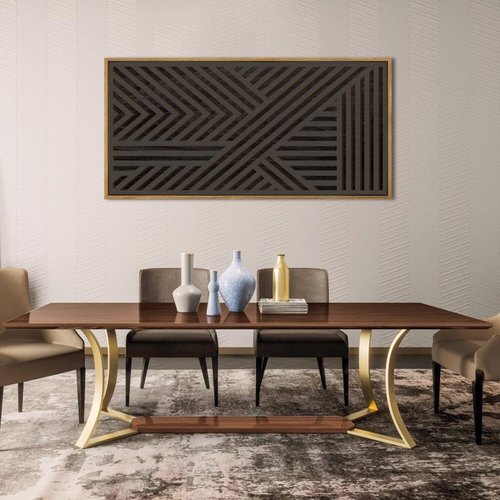 IARTTOP Extra Large Black Wood Wall Art - Framed Abstract Geometric Decor 20x40 Inch for Modern Spaces