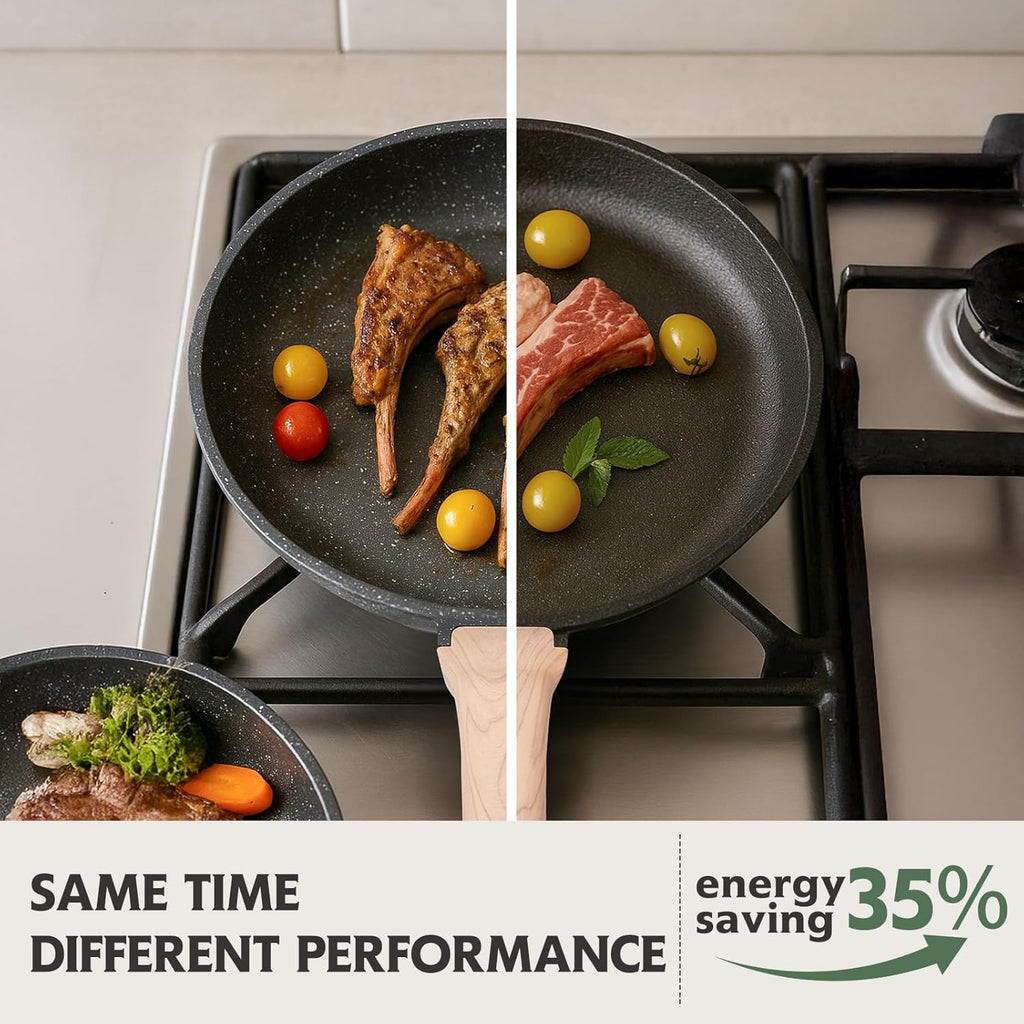 Roomena 8-Inch Nonstick Frying Pan - PFOA-Free Granite Skillet with Heat-Resistant Handle | Induction Compatible