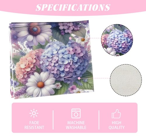 Hydrangea Flowers Spring Table Runner 13x72 Inch Spring Summer Easter Decorations and Supplies for Home Kitchen Dining Room Table Decor