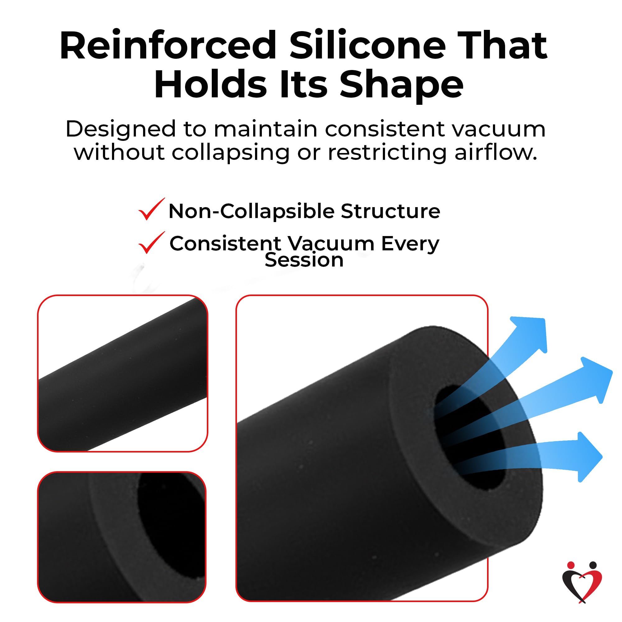 LeLuv Premium Slippery-Coated Silicone Vacuum Hose 1/4 Inch ID x 18 Inch, Non-Collapsible Silicone Tubing with O-Ring Male Disconnect Fitting for Precision Vacuum Tools & Accessories - Matte Black